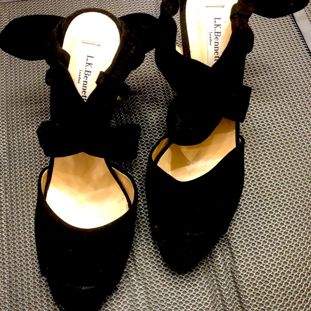 L.K Bennett Sling back black suede shoes